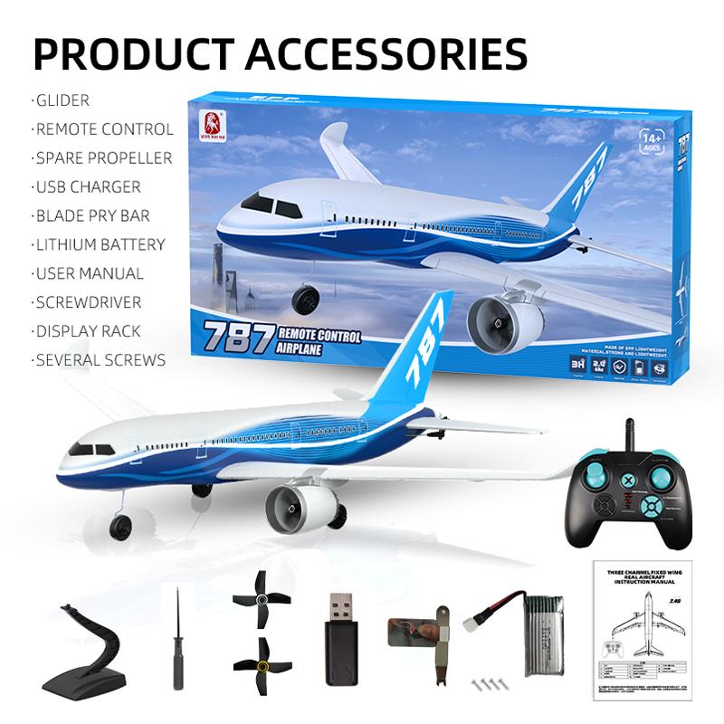 

3CH RC Airplane BM30 787 EPP Aircraft 2.4G Remote Control Glider Intelligent Gyroscope Foam Plane Model Toys for Kids Boys Gift синій