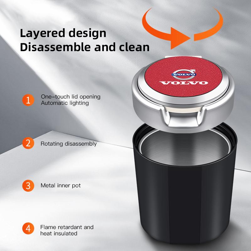 Volvo Car Interior Ashtray Smoke Ashes Storage Cup Accessories For Volvo XC90 V90 V60 XC60 V40 EC40 EX40 S80 S60 S90 C40 XC40 V7