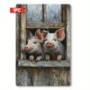 Custom PC Cute Piglets Vintage Metal Tin Sign HD Print AntiFold Personalized Farm Animal Retro Wall Decor Plaque Rustic Iron