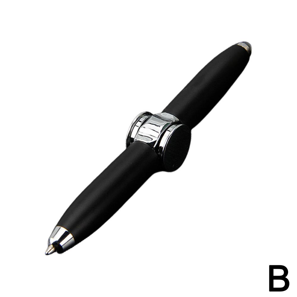 Led Fingertip Spinning Pen Fidget Anxiety Decompression Gyro Metal Ballpoint Gyroscope Pen Writing Pens school For Kids Adults