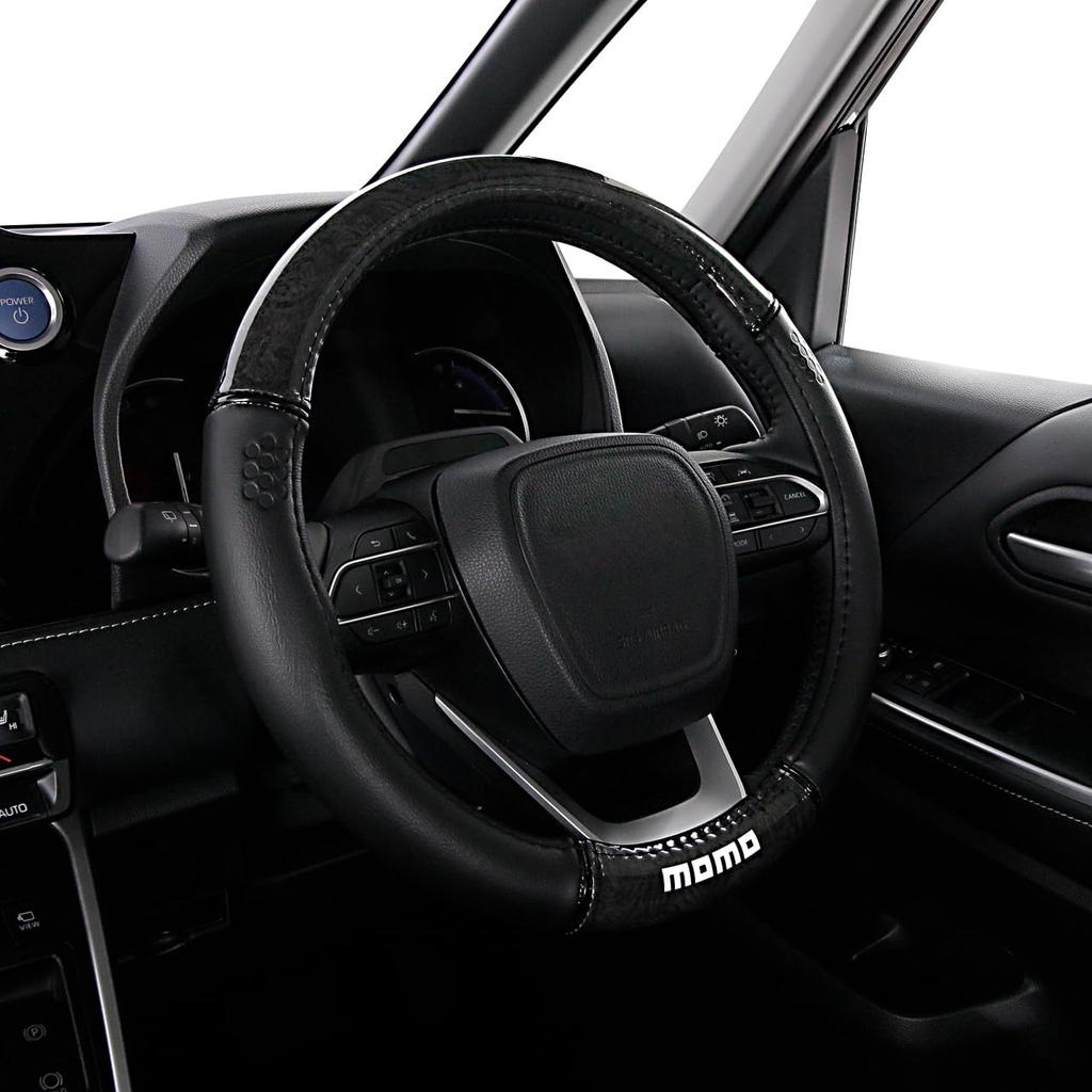 MOMO LUXURY WOOD Steering Wheel Cover, Italy, Milan, Size M, Black/Black Wood