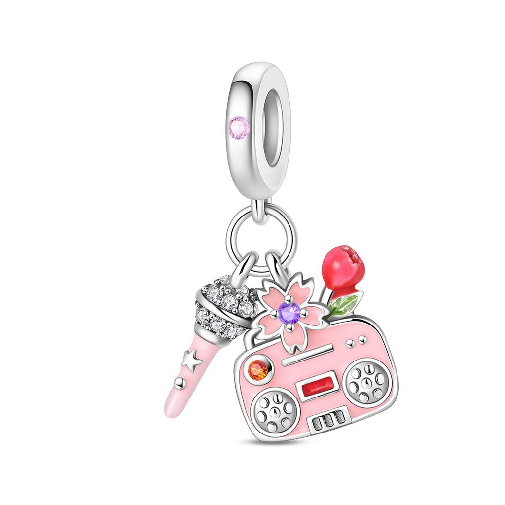 2026 Hobbies Feather Fireworks Mask Charm Pendant Beaded DIY Jewelry Bracelet Accessories 925 Silver