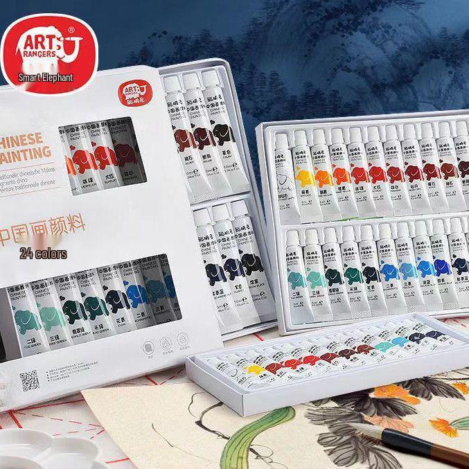 Smart Elephant Children's Chinese Painting Ink Set - 12 Colors for Beginner Art