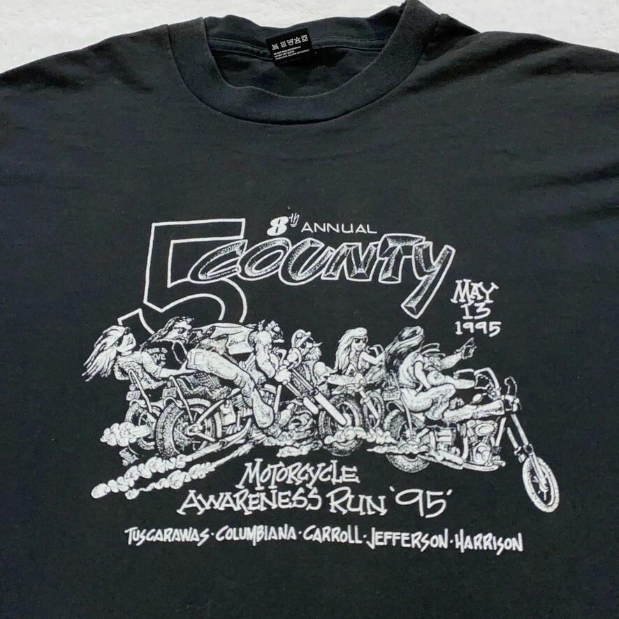 

vintage 1995 MOTORCYCLE AWARENESS BIKER RALLY T-Shirt XL single stitch 90s abate 3XL