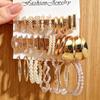 Retro Heart & Geometric Pearl 11-Piece Women's Earring Set