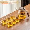 One Click Magnetic Switch Tea Separation Filtration Glass Tea Pot Wood Handle Tea Water Separation Inner Container Teapot