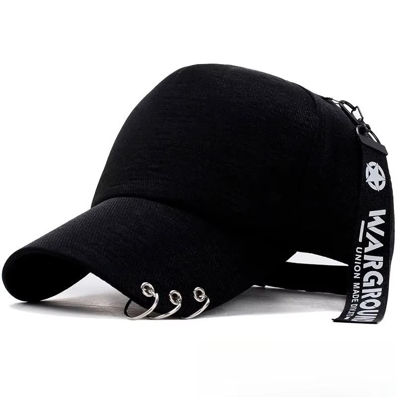 Baseball Cap Hat Iron Ring Spring Summer Autumn Punk Hip Hop Rock Adjustable Unisex Men Women Outdoor Casual Cotton Snapback