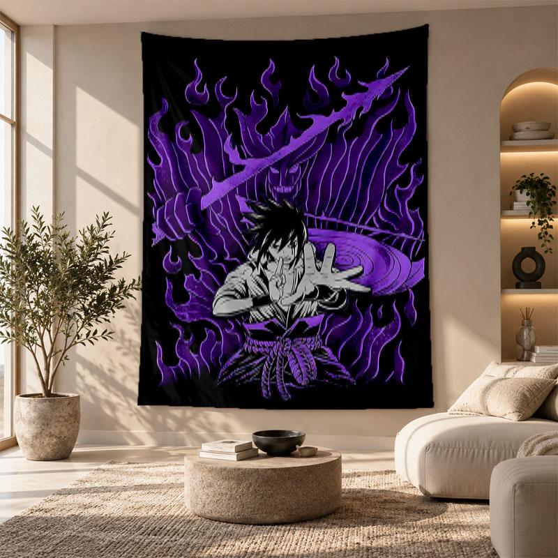 Decorative Tapestry,Sasuke Uchiha Printed Wall Art, Lightweight Wall Hanging For Bedroom Background