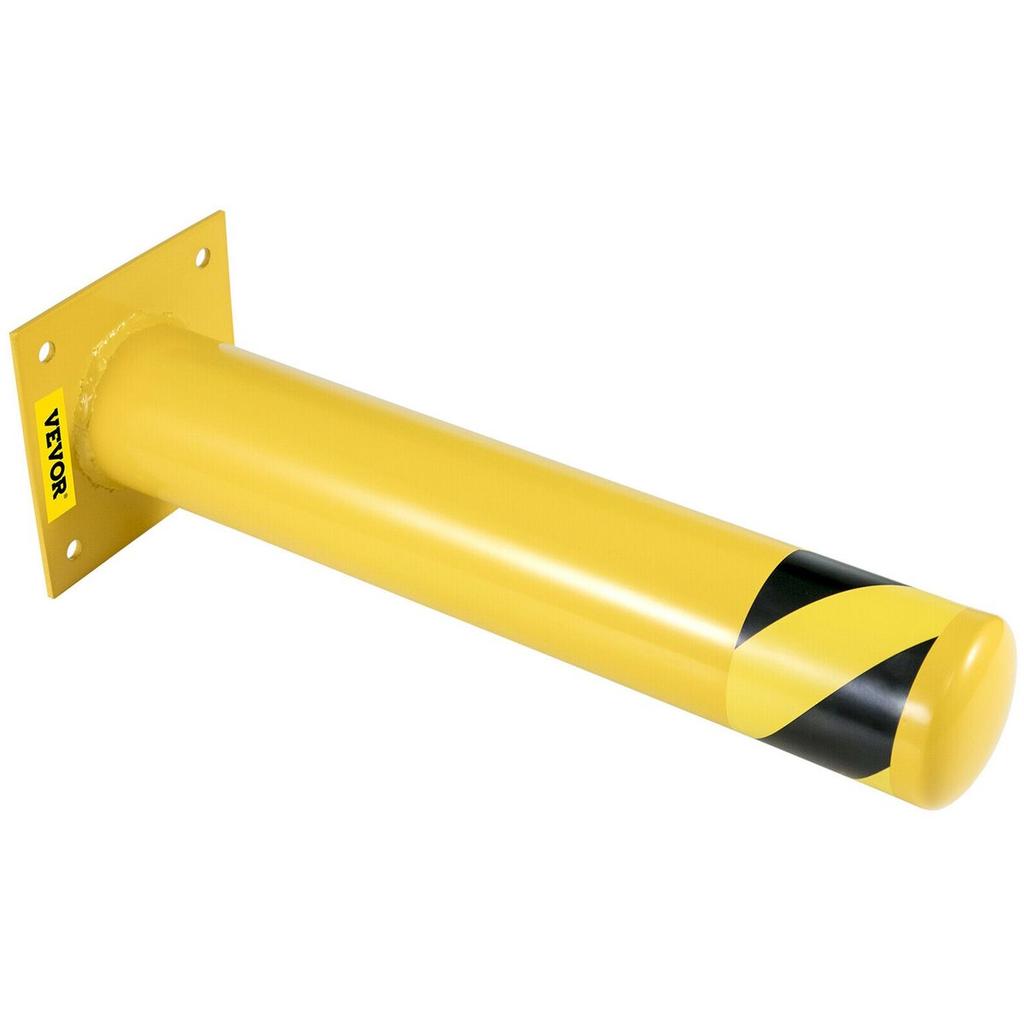 Safety Bollard 48"x5.5", Safety Barrier Bollard 5-1/2" OD 48" Height, Yellow Powder Coat Pipe Steel Safety Barrier, with 4 Free Anchor Bolts, for