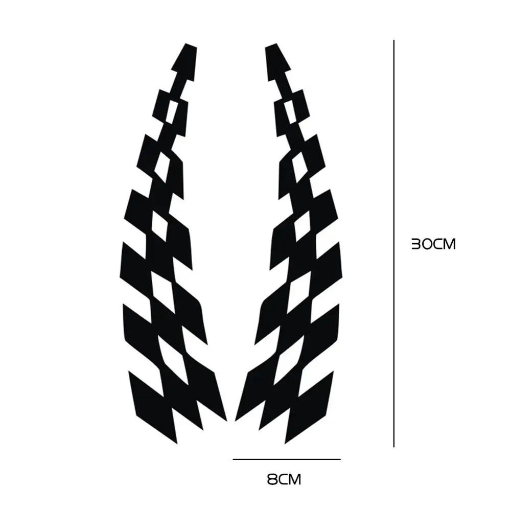 2PCS Universal Racing Stickers Vehicle Car Decals Wheel Eyebrow Checkered Flags Safety Reflector Vinyl Stickers Prevention Decor