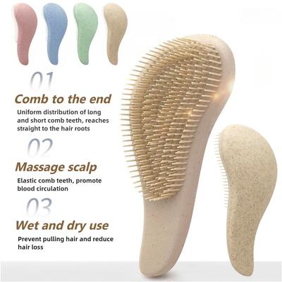 1PC Magic Detangling Hair Brush Soft Wheat Straw Scalp Massage Comb Anti-static Gentle Grooming Brush Salon Hair Styling Tools