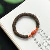 Oriole Song Agarwood & Nan Hong Agate Bracelet with 925 Silver Beads (No Oil Injection)