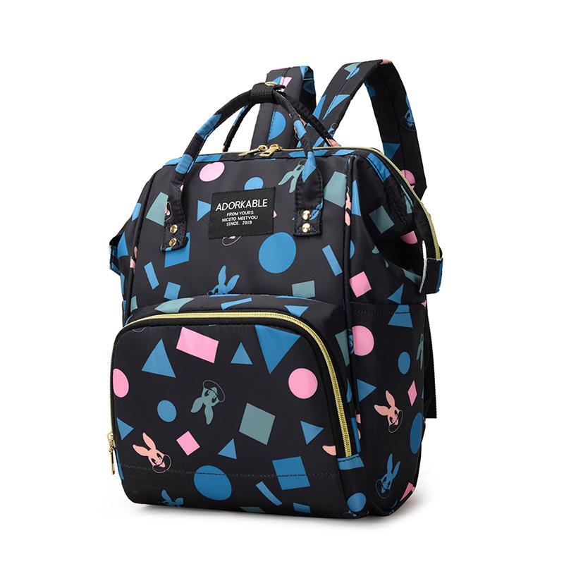 Schoolbag1011 New Mommy Bag Large Capacity Backpack Portable Maternal and Infant Bag Women's Storage Milk Bag Cartoon Printed Bag