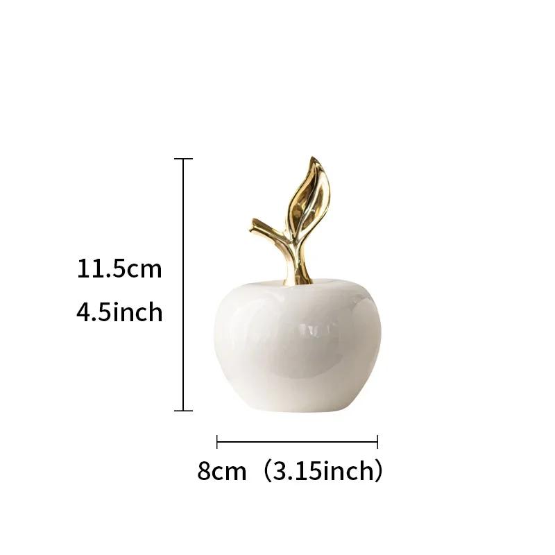 Gold-plated Ceramic Apple Statue Desk Decoration Ornaments Golden Apple Porcelain Sculpture Modern Artwork Room Aesthetic Decor
