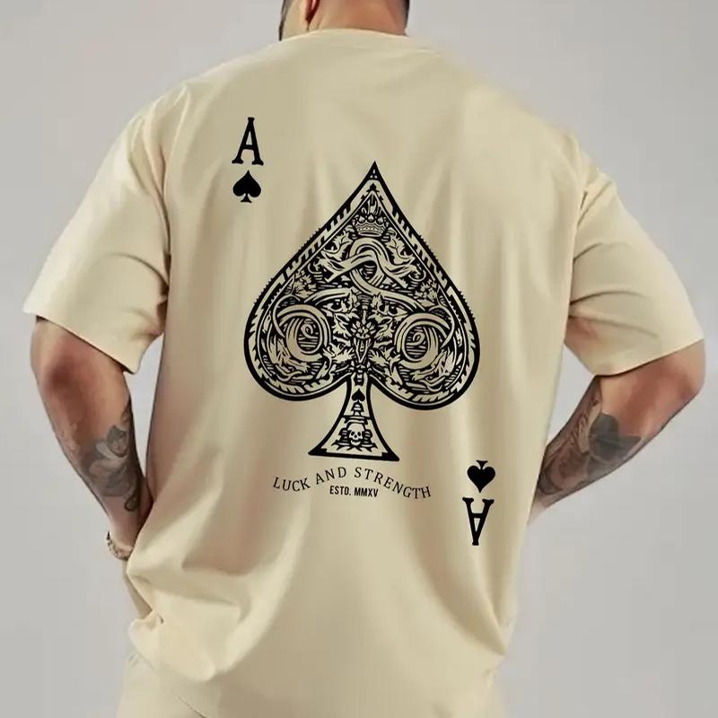 New Summer Men's Fashion T-shirt Personality Playing Cards Printed Men's T-shirt Top
