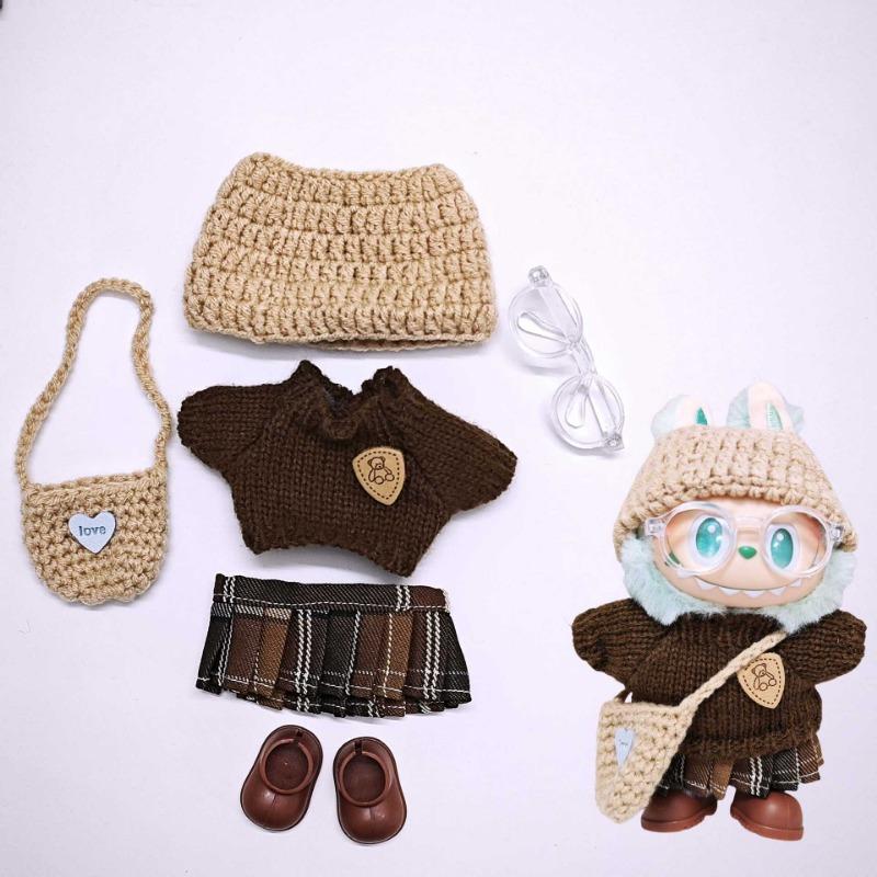 Only clothes for 15-17CM LABUBU v1v2 doll clothes outfit striped series sweater autumn and winter clothes for manual ear-drooping rabbit