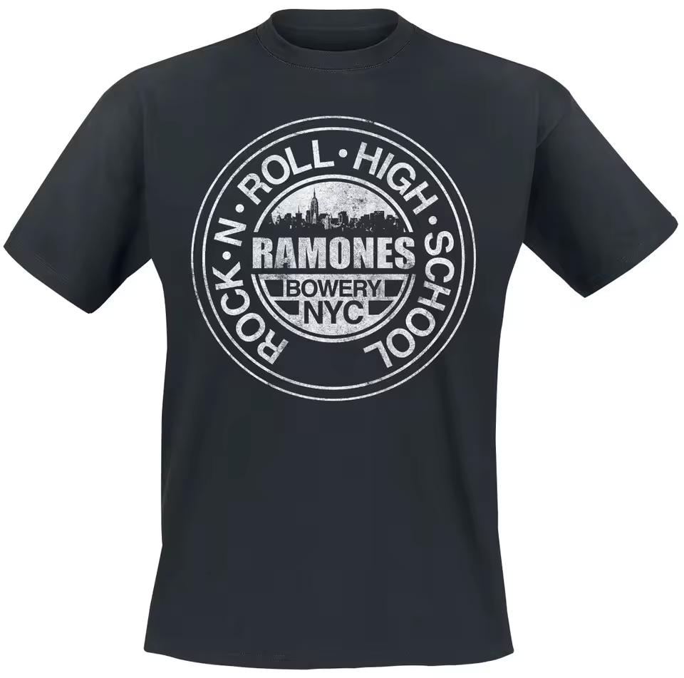Ramones Rock N Roll High School Tričko, Černá Bavlna, Vintage NYC Bowery Potisk Punková Kapela Tričko