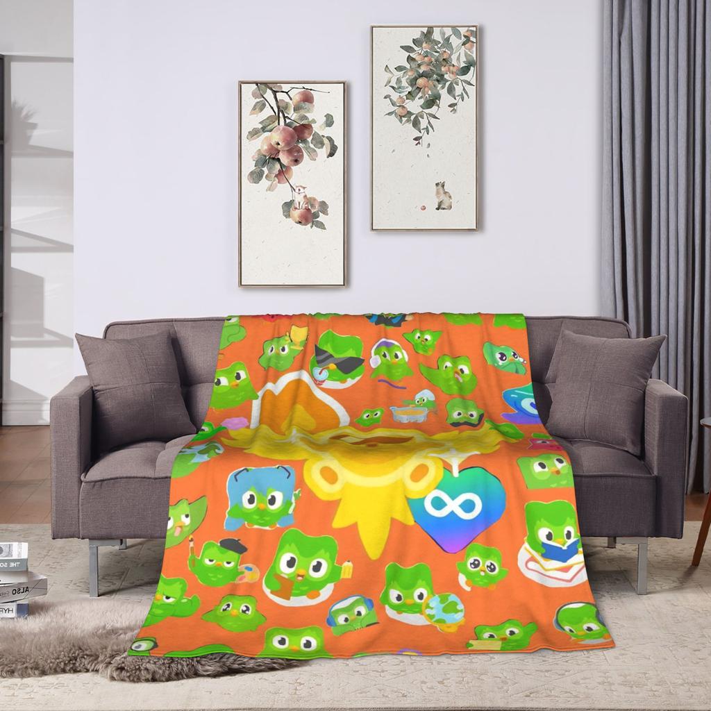 Duolingos Owl Duo Blanket Quality Super Warm  Throw Blanket Winter Decorative Outdoor Novelty Bedspread
