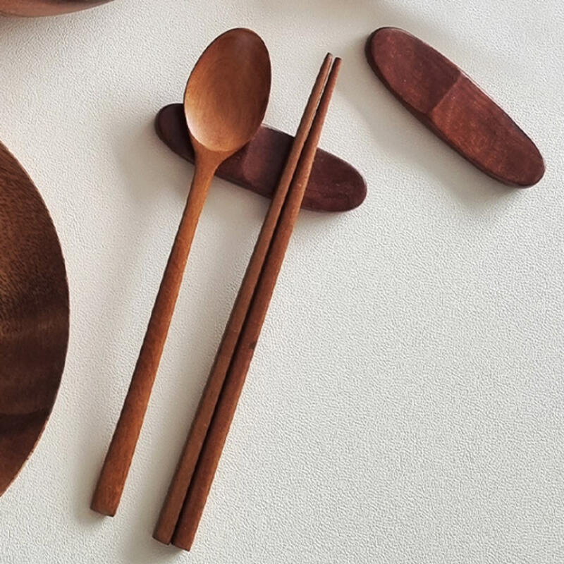 

Nicott Natural Lacquer Wood Spoon + Spoon Rest for 2 (4 pieces total)