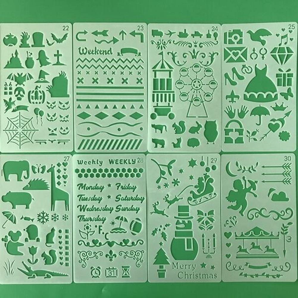 

M-Modern-Junk Journaling Stencil Set Template Geometry Shape Planner Stencil Scrapbooking Stencils For Painting And Decor
