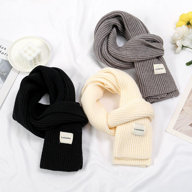 Solid Knitted Cotton Scarf Woman Winter Warm Shawl Fashion Long Wraps Female Soft Neckerchief Thick Wool Muffler Scarves