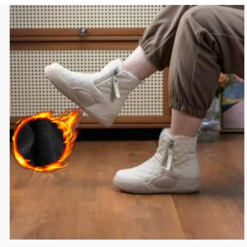 

Зимние утепленные сапоги на толстой подошве с плюшевой подкладкой, женская обувь, короткие, эластичная подошва, холодостойкие, водонепроницаемые, нескользящие и теплые 40 грязно-белый