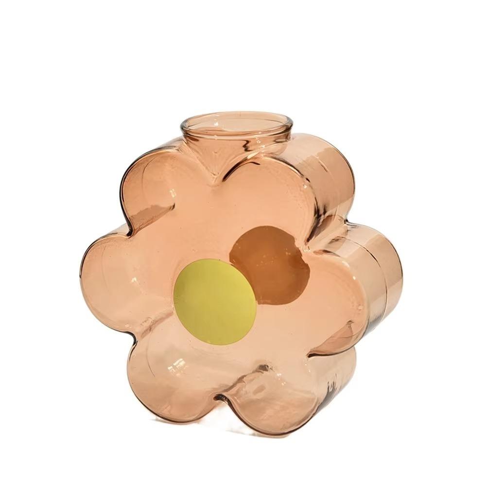 

Прозрачная цветная ваза в форме цветка, устойчивый утолщенный стеклянный горшок для растений, скандинавская стеклянная бутылка для цветов света кофе