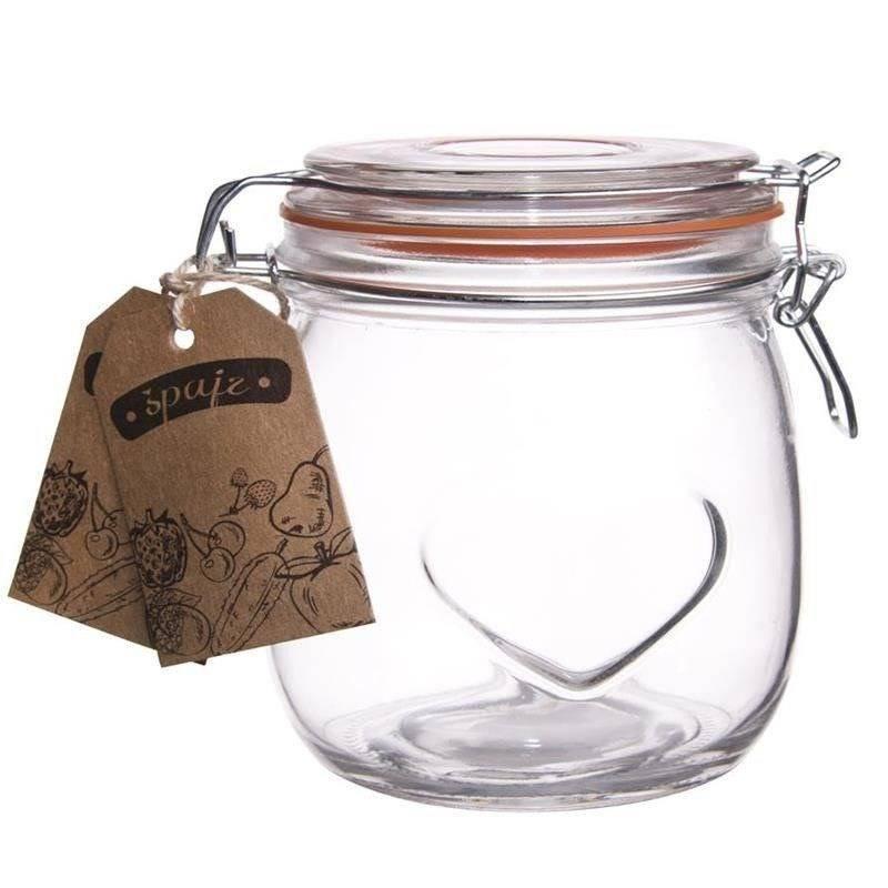 Patent Glass Kitchen Container Jar with Food Clip 500 ml