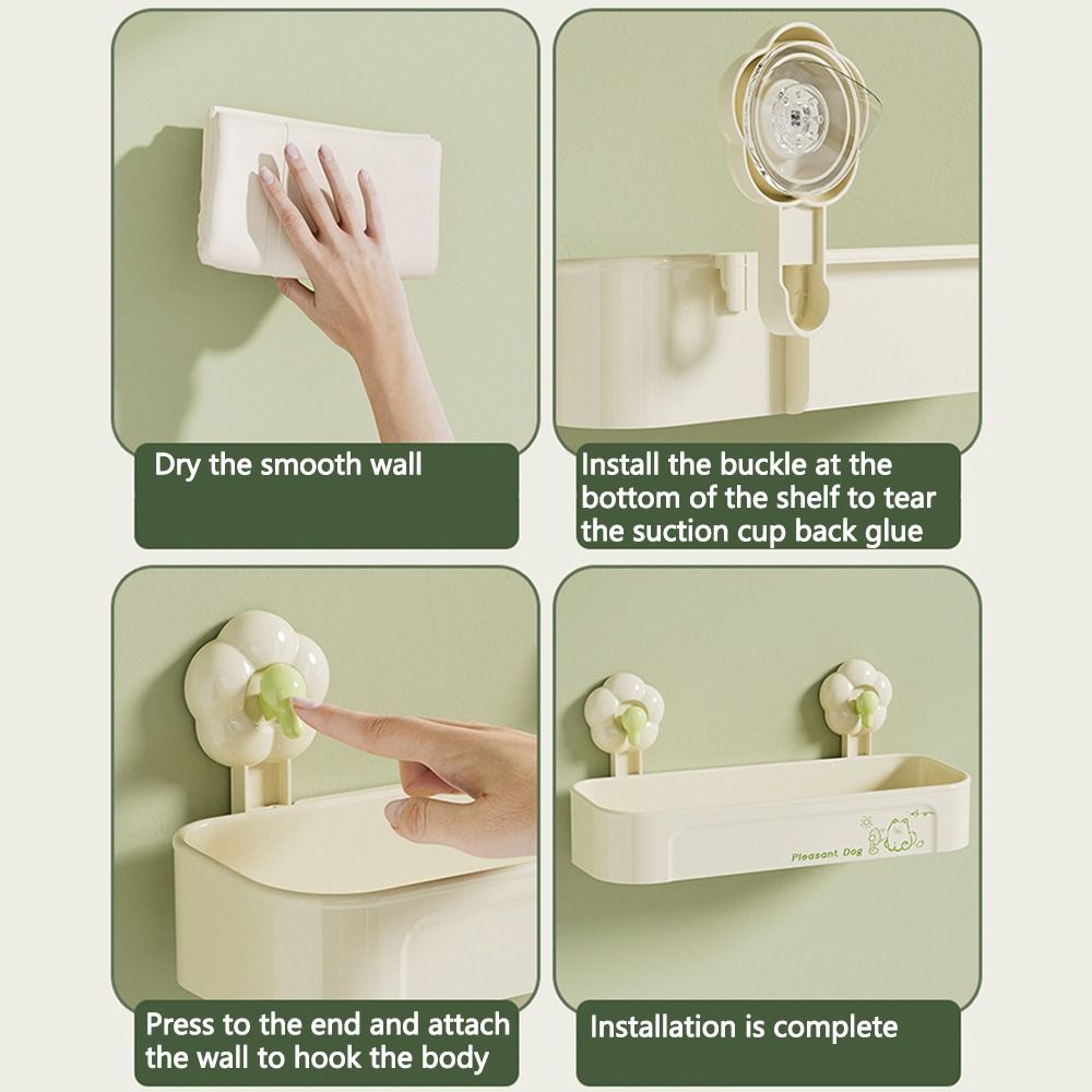 Cute Flower Suction Cup Shelf Drain Hole Soap Dish Holder Storage Organizer Rack  Shower