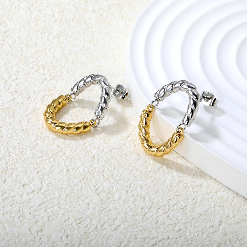 Modische Edelstahl-Liebesherz-Schmetterlings-Ohrringe für Mädchen, Niedlicher Schmuck INS-Design, Vielseitige Punk-Unregelmäßige Ohrringe