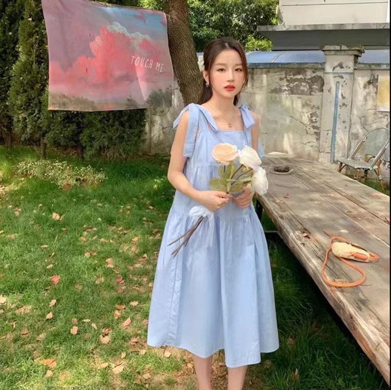 2026 New Summer White Sleeveless Strappy Dress - Mid-Length, Elegant, and Youthful