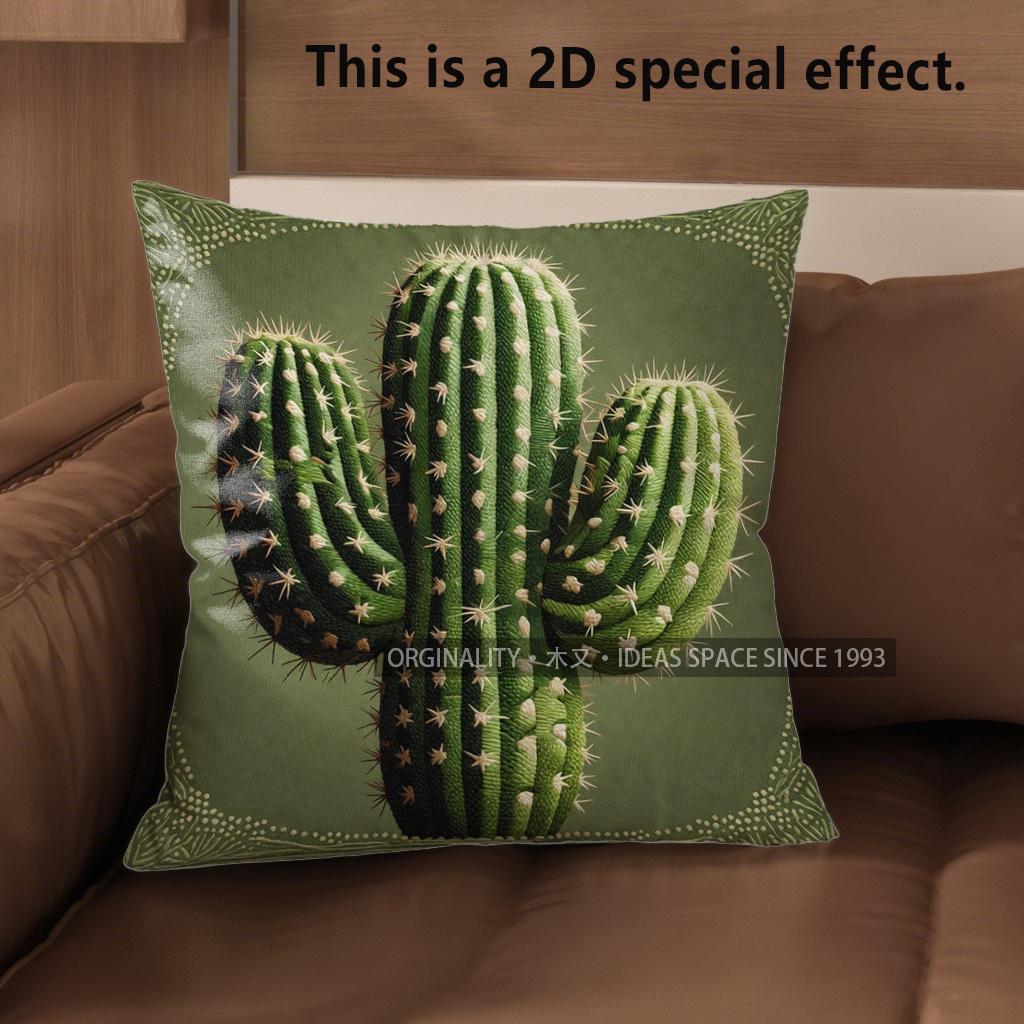 2D Bohemian Cactus Print Throw Pillow Covers Pattern Cushion Cover Suitable For Sofa Bedroom Car Pillow Cover