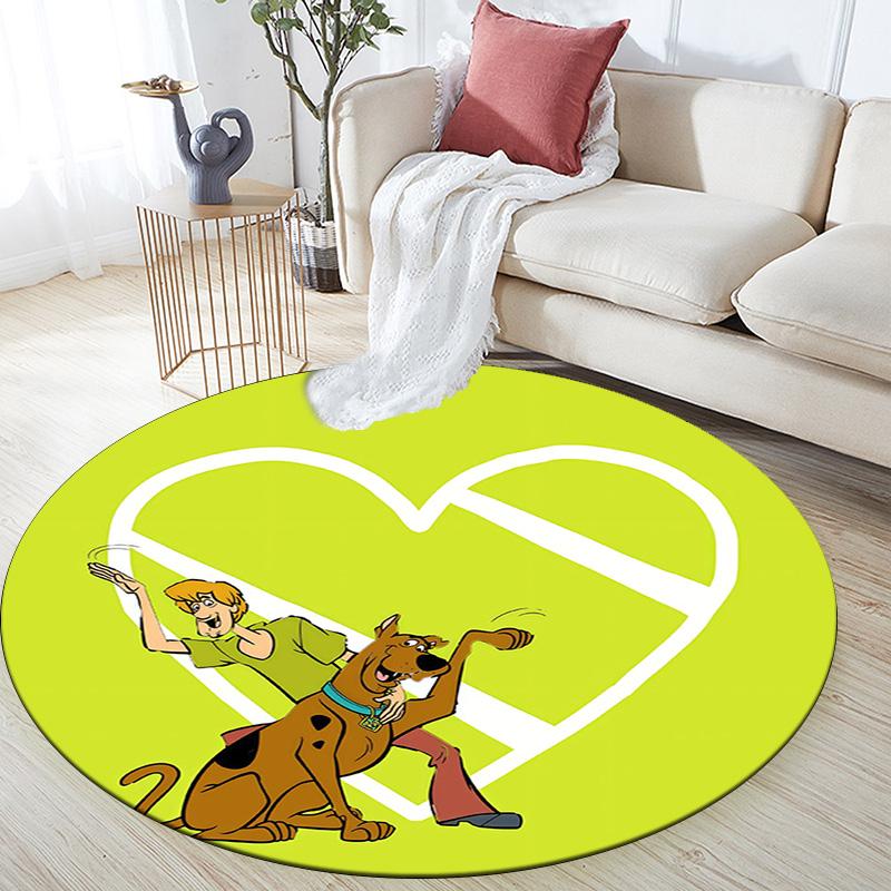 Scooby Round Area Rug,Carpet Rug for Living Room Bedroom Sofa Playroom Decor,Non-slip Floor Mat