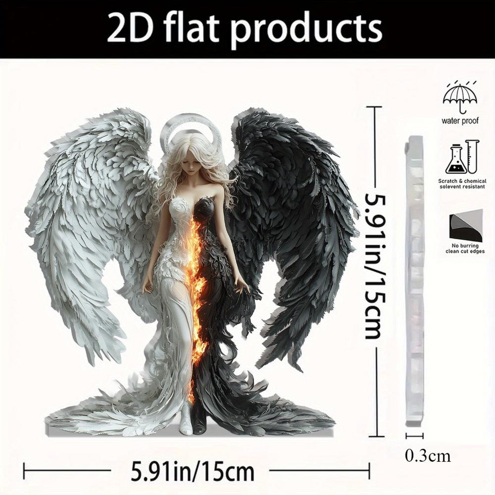 

Акриловые плоские 2D фантазийные крылья ангела и дьявола, акриловое настольное украшение, подходит для офиса, бара, Хэллоуина, рождественских подарков, домашних украшений 15cm
