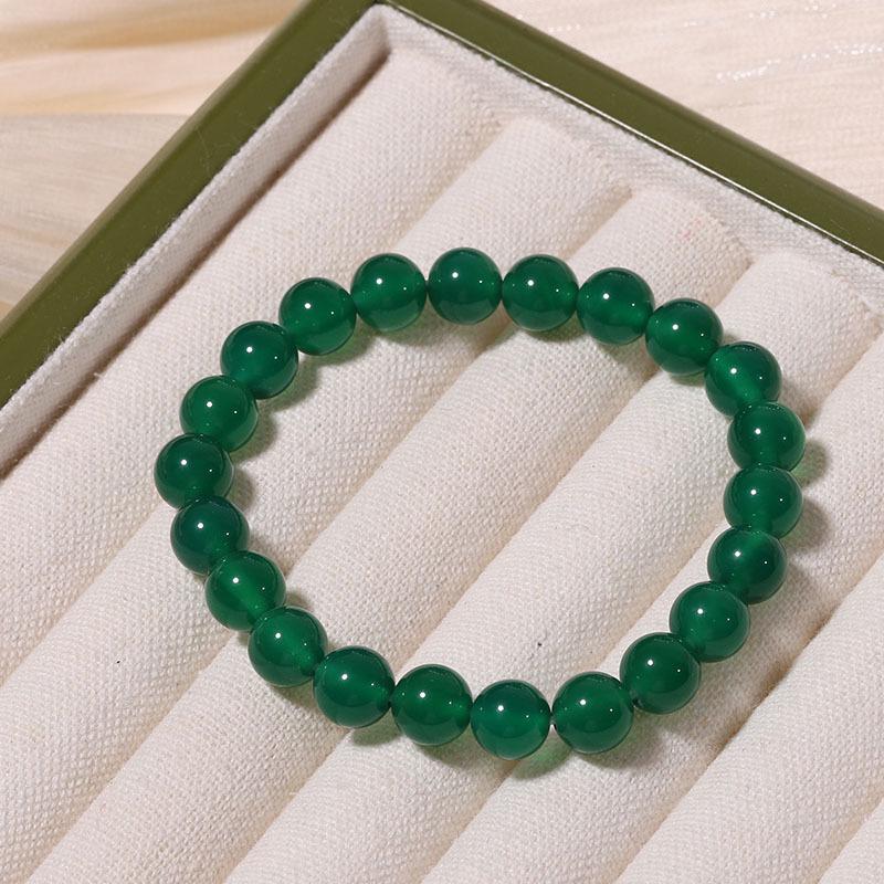 Natural Grade A Red and Green Agate Bracelet for Women - Versatile Bright Beaded Chalcedony Jewelry