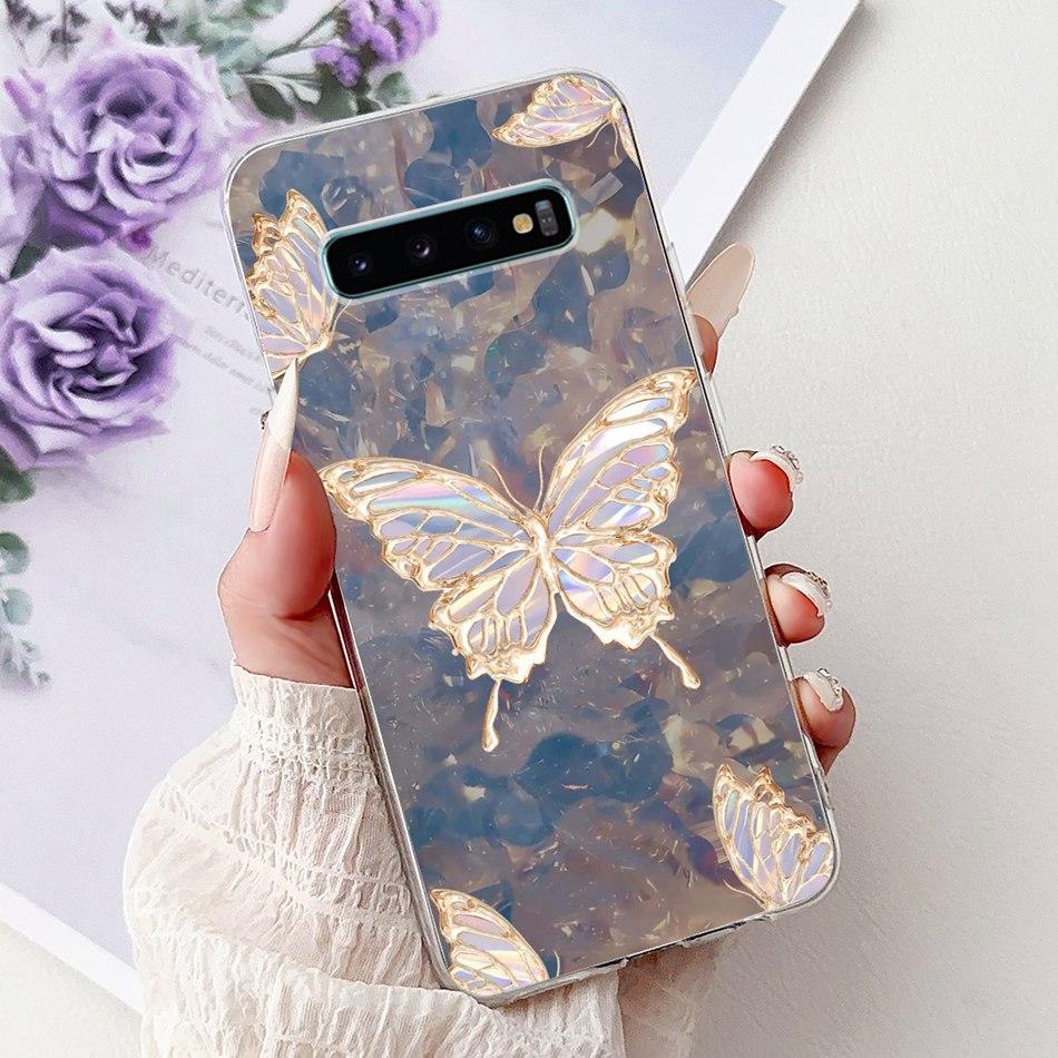 Per Samsung Galaxy S10+ S10 S10e Elegante Custodia per Telefono con Motivo Floreale e Farfalle Per Samsung S10e S10 Plus S 10 4G Custodie Morbide in Silicone TPU