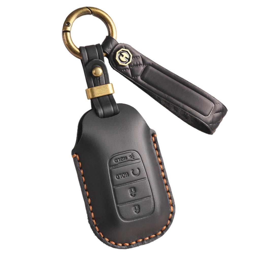 Retro Handmade Genuine Leather Key Cover for Honda Accord/Civic