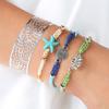 Simple Accessories 3 Leaves Compass Starfish Braided Bracelet Set