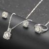 Luxury Square Zircon Crystal Gold Color Earrings Necklace Ring for Women Princess Bride Wedding Banquet Jewelry Set Gift