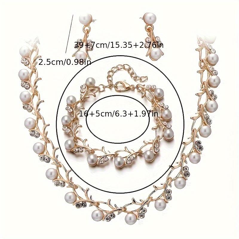 Simulation Pearl Necklace Bracelet Earrings Set Bridal Dress Versatile Accessories Fashion Jewelry Gift