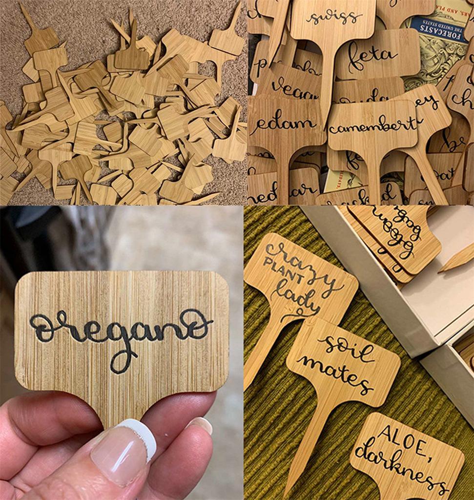 Plant Labels Wooden Plant Sign Tags Multi-Type Bamboo Garden Markers Bonsai Seed Potted Flower Vegetable Succulent Tool 5/50Pcs