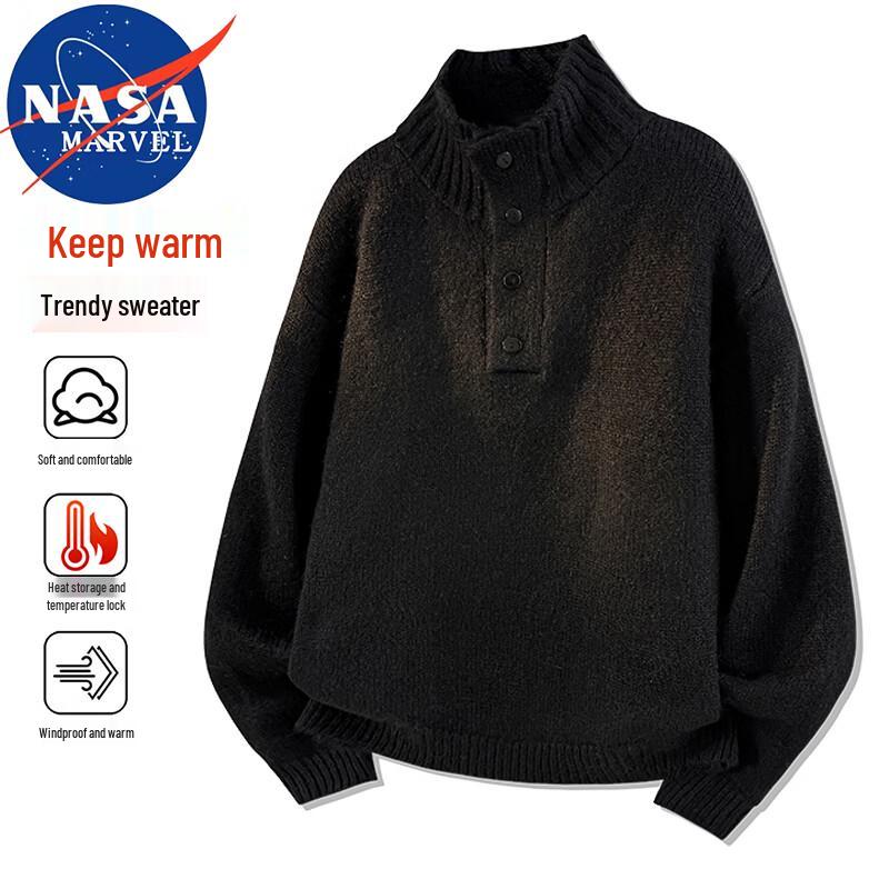 NASA MARVEL Men's Stand Collar Knitted Sweater