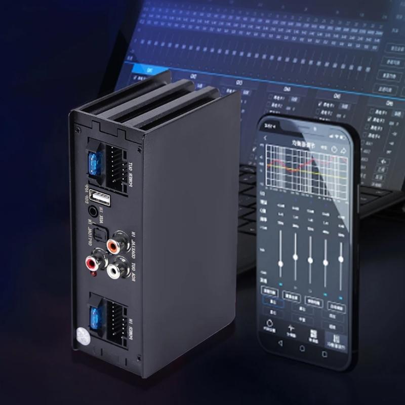 4x50W Car Amplifier with 16 Pin Cable Digital Signal Processor Car Amplifier AUX Optical Coaxial Input