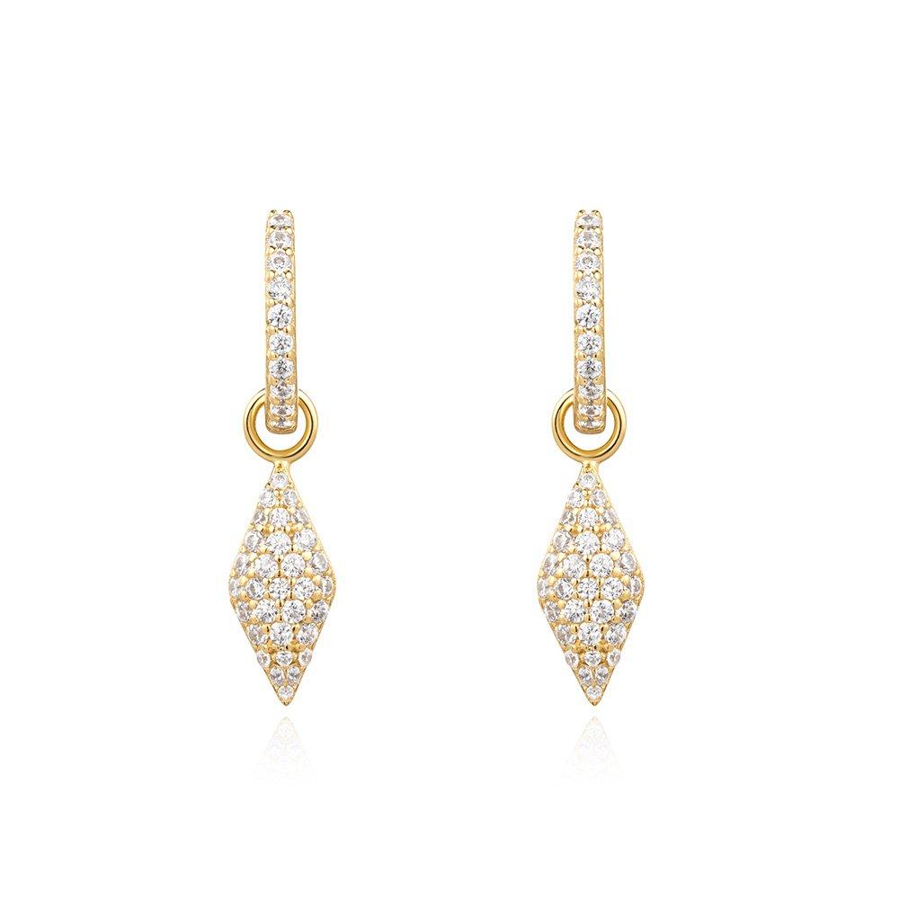 Gold Pave Sparkle 925 Silver Ring Earrings E061-13G