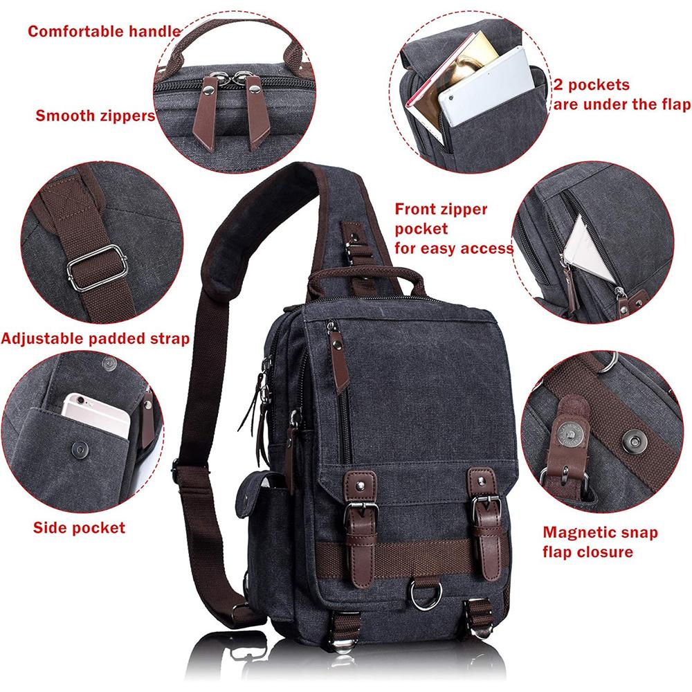 Retro crossbody taška, plátěná taška přes rameno pro muže a ženy, taška přes rameno, cestovní taška