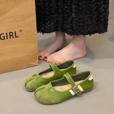 Sapatos Tabi Ninja de Estilo Japonês 2025 Mulher Retro Camurça Flats Dedo Casco Dividido Sapatos Barco Femme Mary Jeans Mocassins Sapatilha