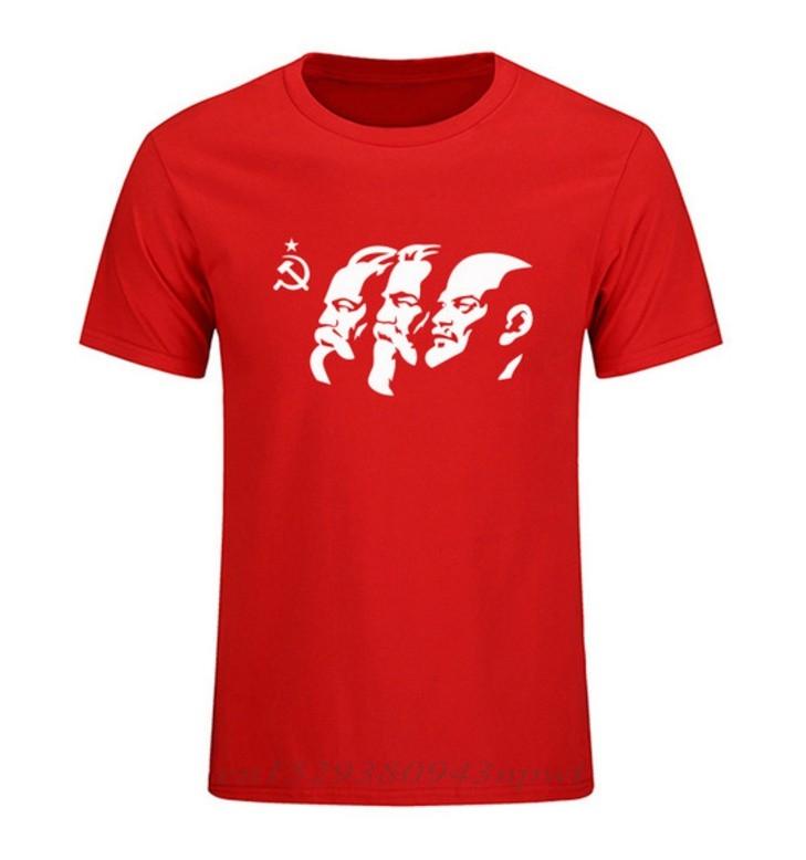The Soviet Union The Great Communist Lenin Marx Engels Mens Short Sleeve TShirt USSR CCCP Communism Cotton Tops Tees Summer S