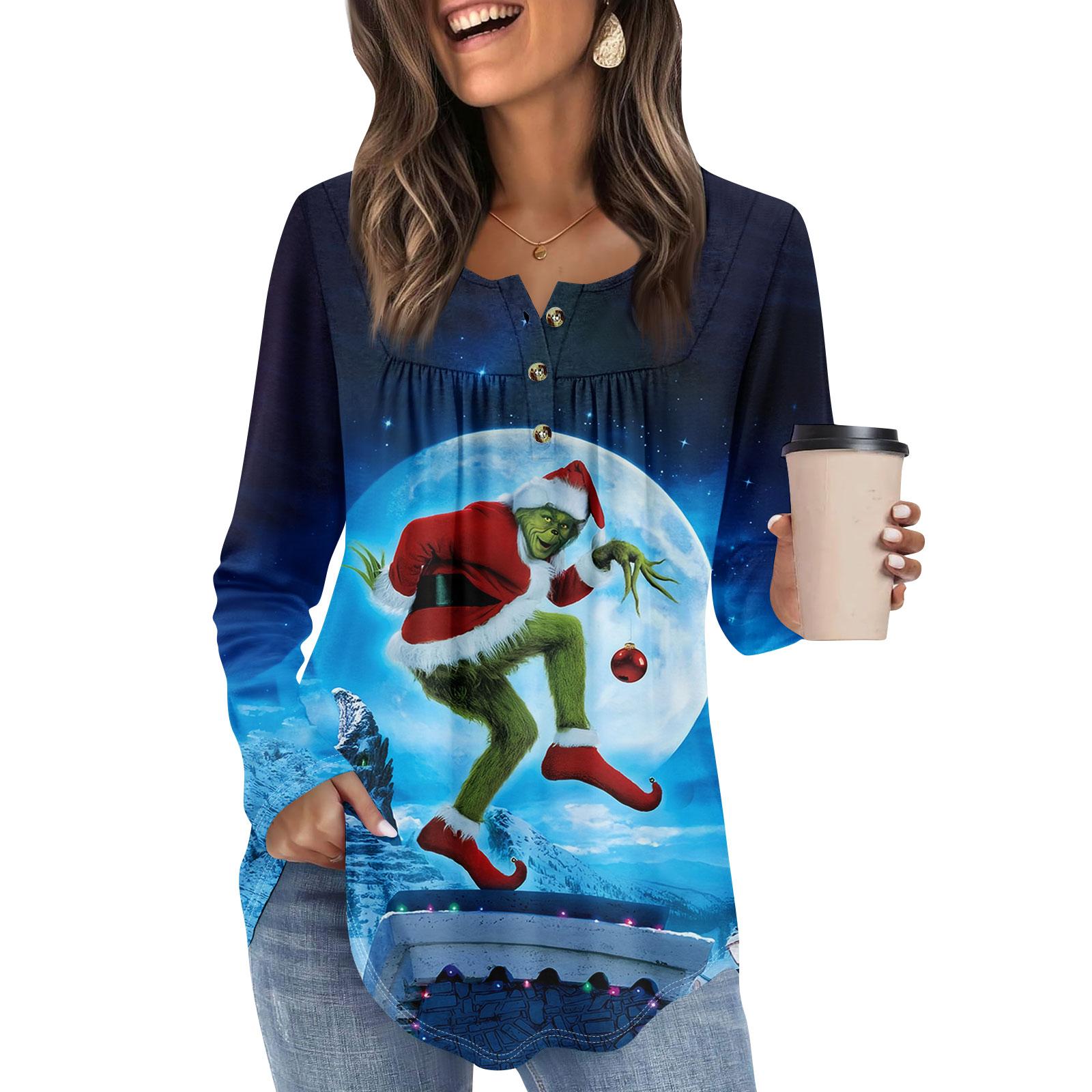 

Женская туника с длинным рукавом, свободные топы, повседневные топы оверсайз, плиссированная туника, застегивающаяся на пуговицы, повседневные женские топы с принтом L киноварь