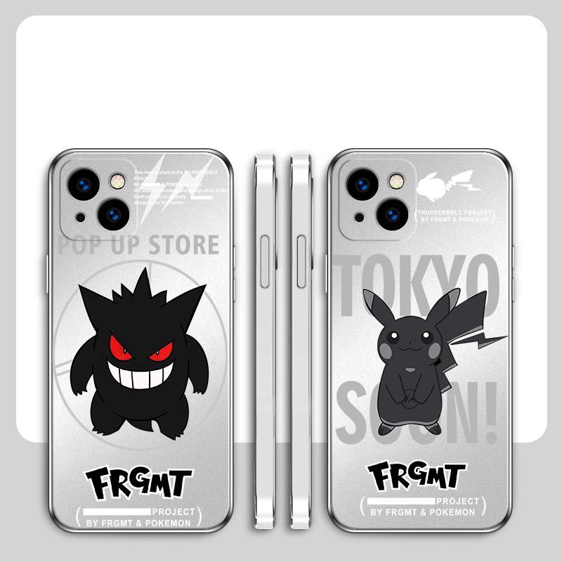 

Покрытие Серебристый Жидкий Силиконовый Мягкий Чехол Мультфильм Gengar Pikachu Полная задняя крышка с камерой Протектор объектива для iPhone Samsung Xiaomi Redmi
