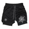Men's Printed 2-in-1 Running Shorts, Quick-Dry & Breathable for Gym Workouts, Outdoor Casual Activewear RL10068